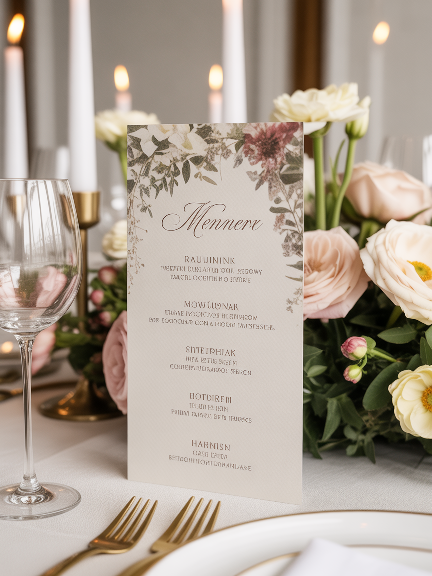 Wedding menu card